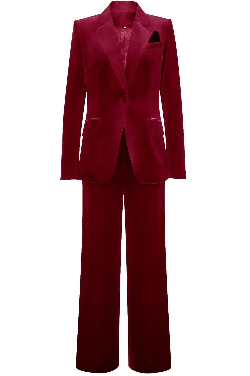 solovedress Women’s Royal Blue Velvet Two-Piece Suit – Notch Lapel Blazer and Pants