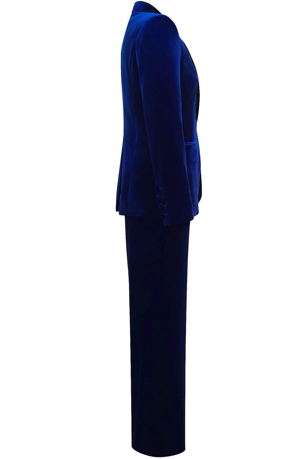 solovedress Women’s Royal Blue Velvet Two-Piece Suit – Notch Lapel Blazer and Pants