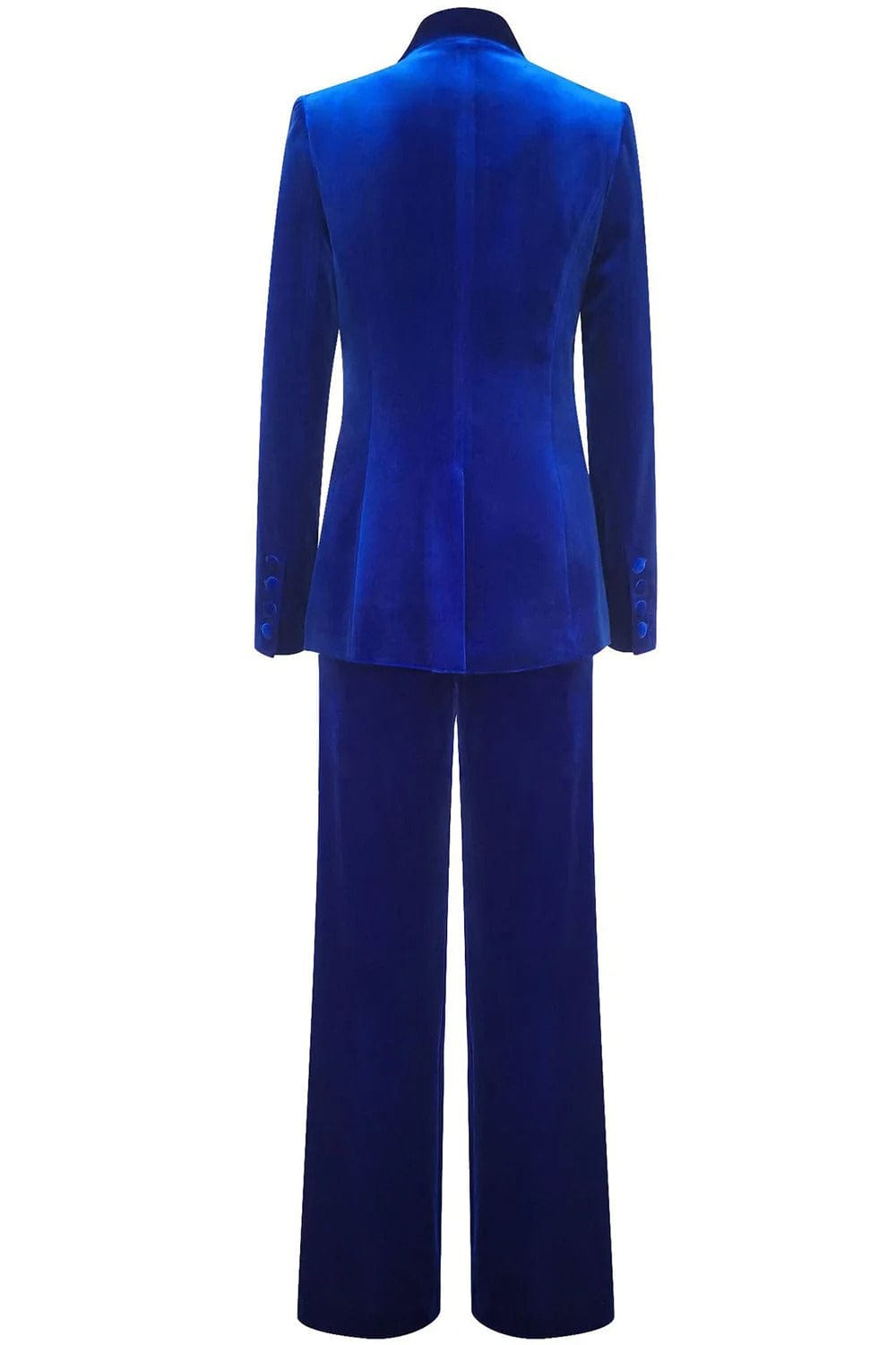 solovedress Women’s Royal Blue Velvet Two-Piece Suit – Notch Lapel Blazer and Pants