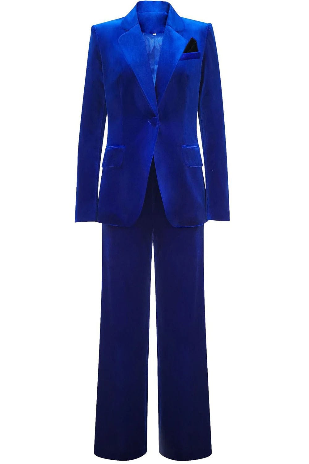 solovedress Women’s Royal Blue Velvet Two-Piece Suit – Notch Lapel Blazer and Pants