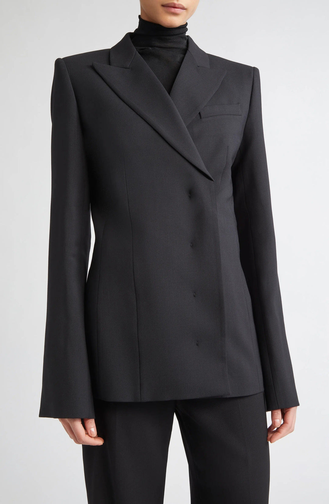 solovedress Women’s Single Breasted Peaked Lapel Blazer – Hidden Button Closure