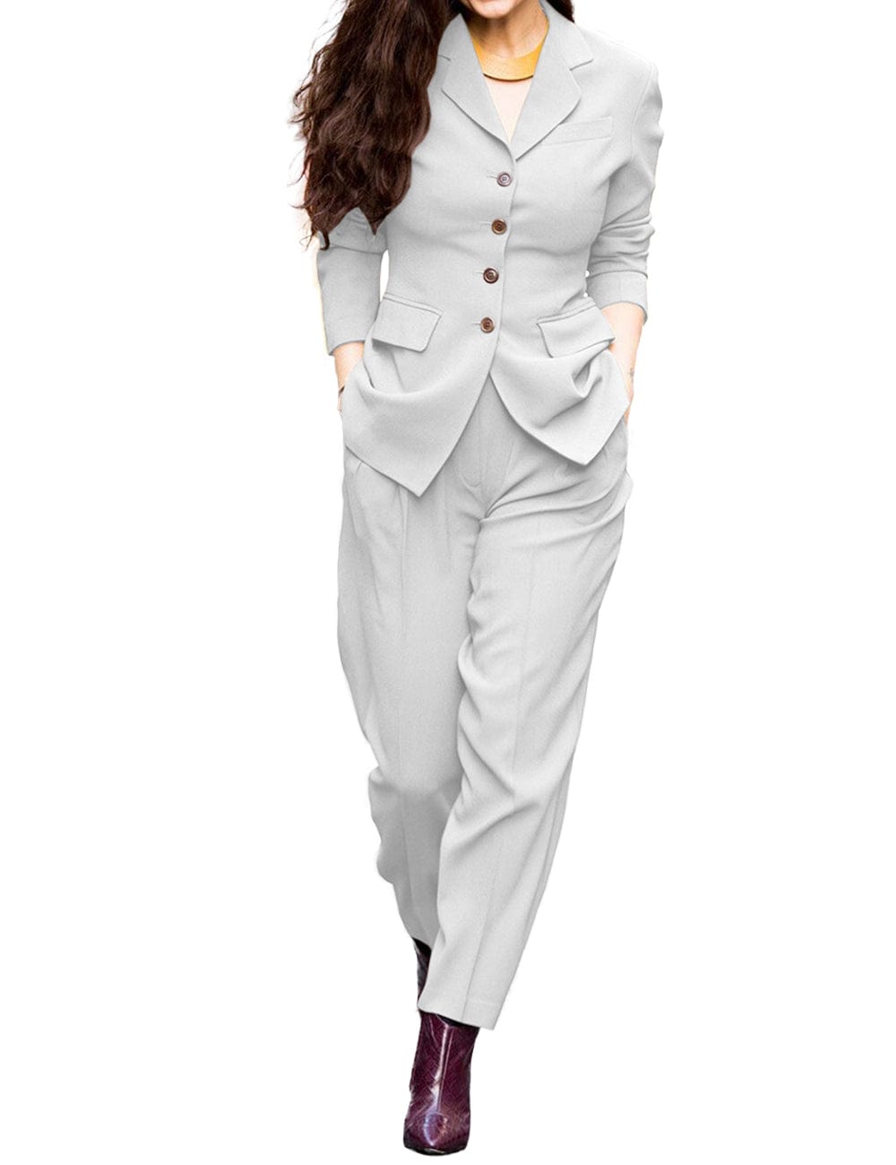 solovedress Women's Suit 2 Piece Fashionable Slim Jacket（Blazer+Pants）