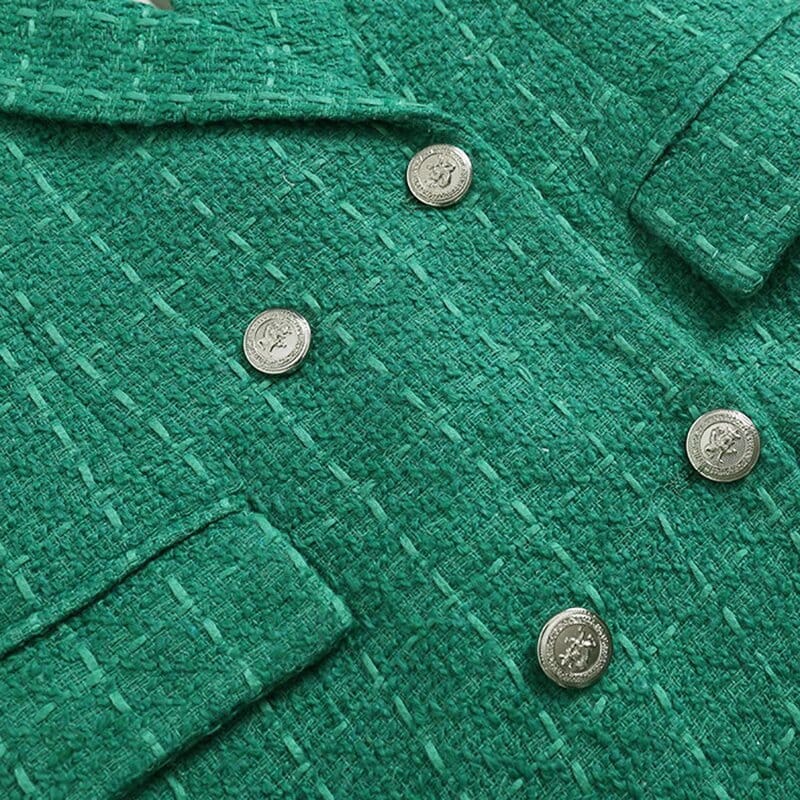 solovedress Women’s Vintage Plaid Tweed Double Breasted Blazer