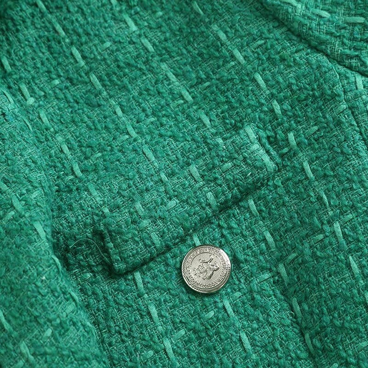 solovedress Women’s Vintage Plaid Tweed Double Breasted Blazer