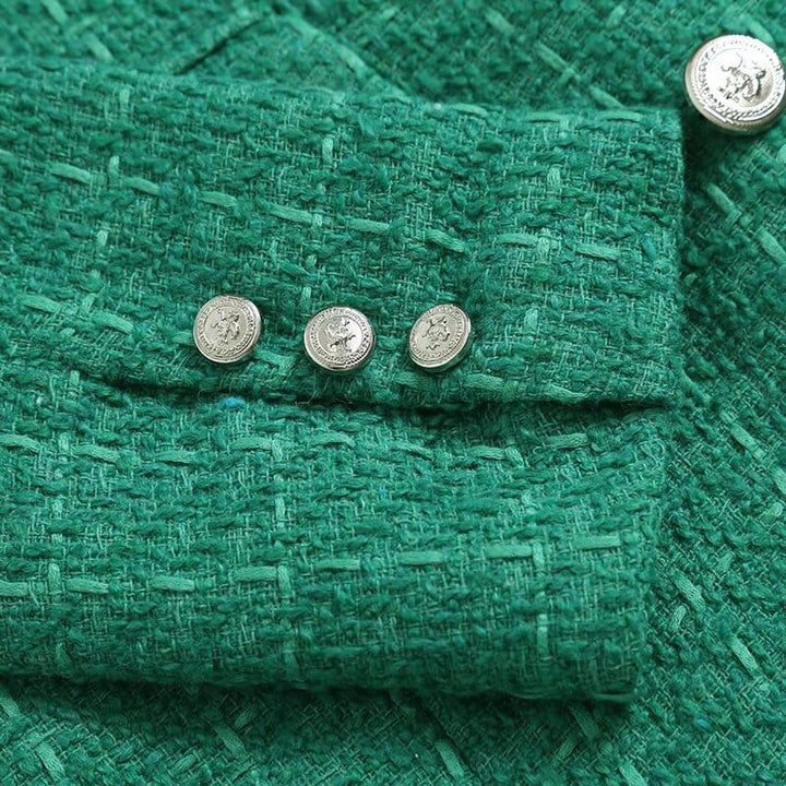 solovedress Women’s Vintage Plaid Tweed Double Breasted Blazer