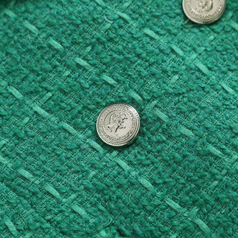 solovedress Women’s Vintage Plaid Tweed Double Breasted Blazer