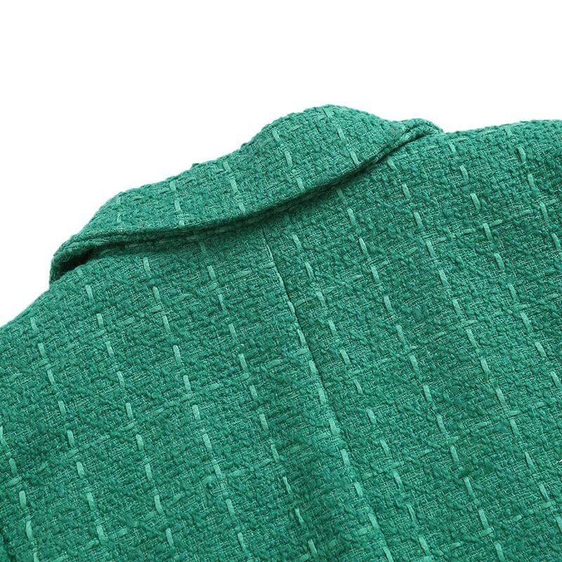 solovedress Women’s Vintage Plaid Tweed Double Breasted Blazer