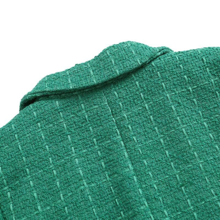 solovedress Women’s Vintage Plaid Tweed Double Breasted Blazer