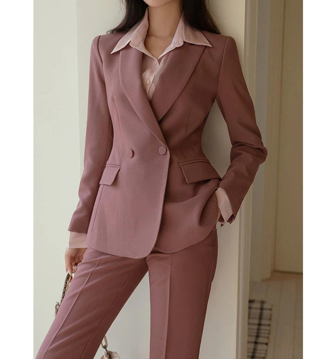 solovedress Women Suit 2 Piece Notch Lapel Blazer（Blazer+Pants）