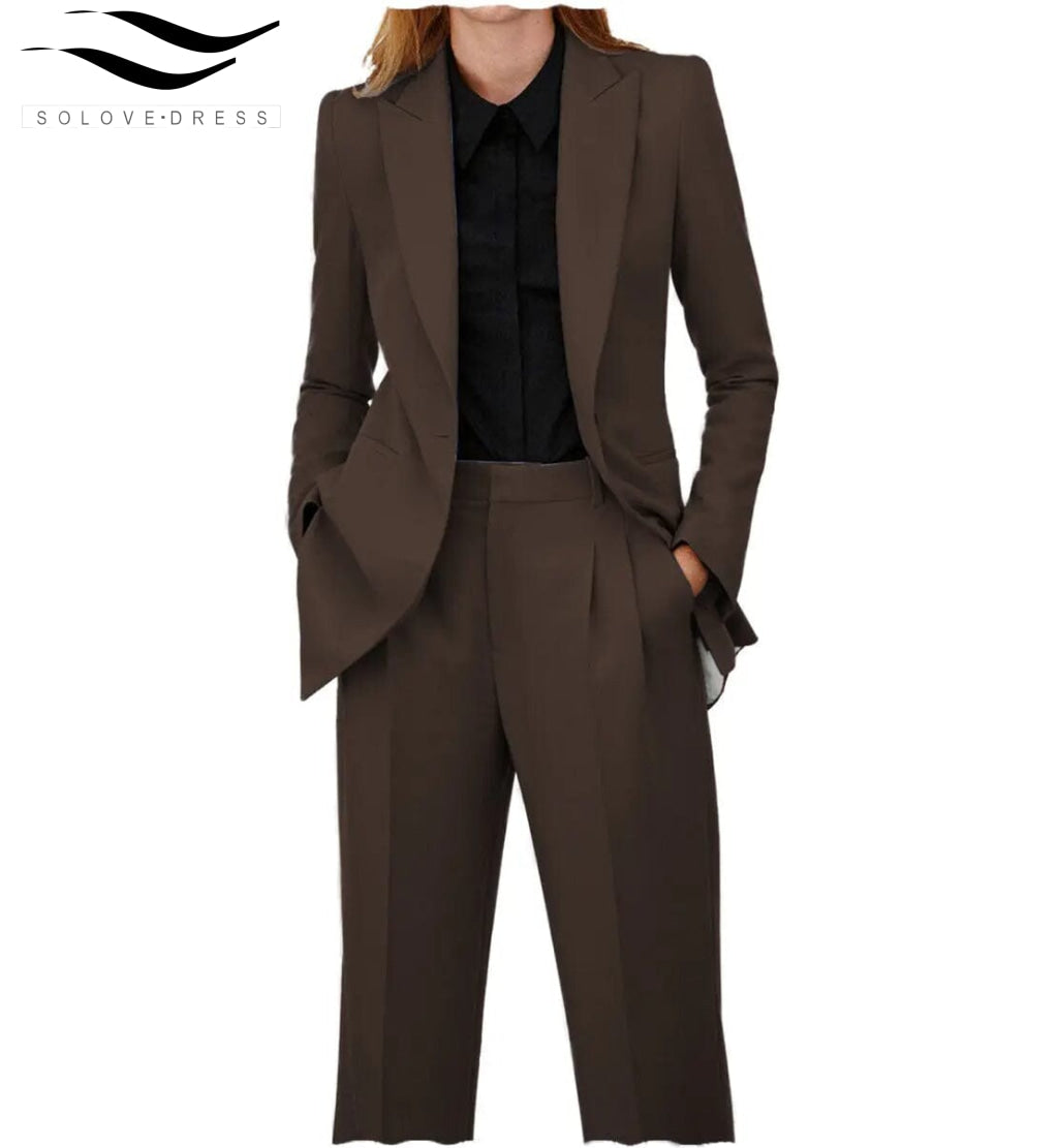 solovedress Women Suit 2 Piece Peak Lapel Blazer