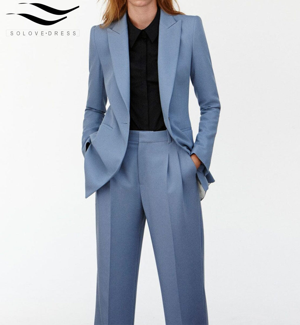 solovedress Women Suit 2 Piece Peak Lapel Blazer