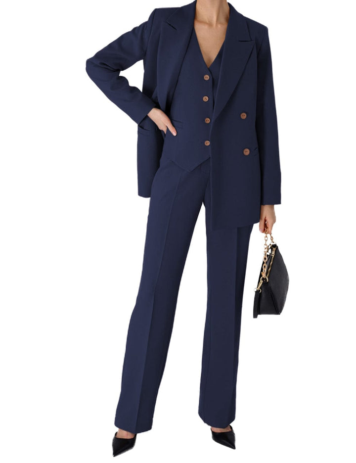 solovedress Women Suit 3Piece Stylish Slim Fit Peak Lapel Biazer（Blazer+Vest+Pants）