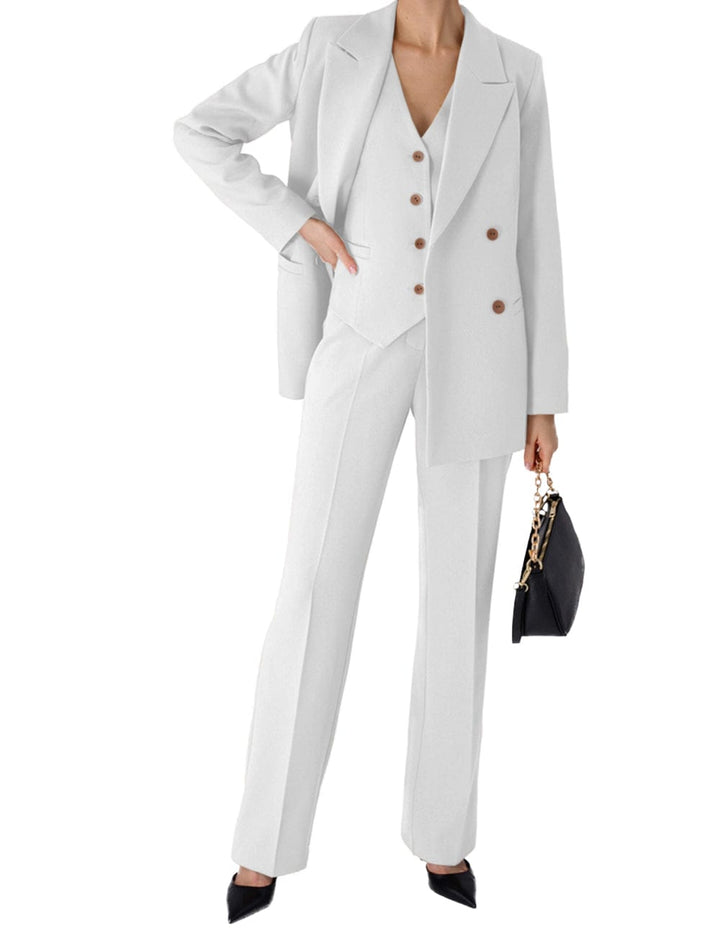 solovedress Women Suit 3Piece Stylish Slim Fit Peak Lapel Biazer（Blazer+Vest+Pants）